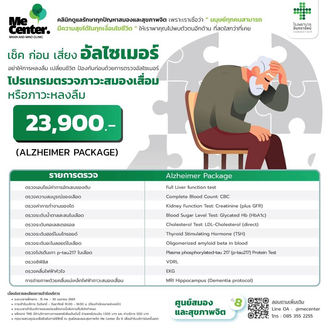 โปรแกรมตรวจภาวะสมองเสื่อม หรือภาวะหลงลืม(ALZHEIMER PACKAGE)