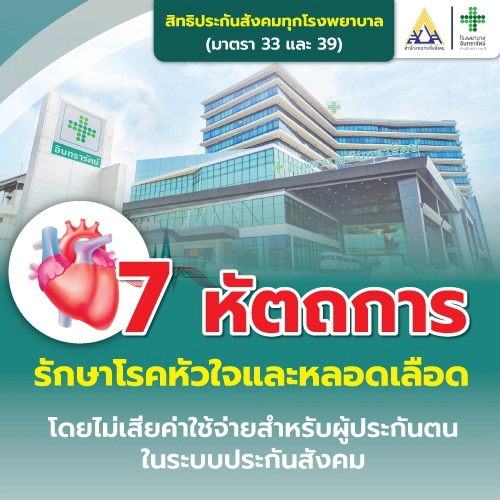 สิทธิประกันสังคมทุกโรงพยาบาล (มาตรา 33 และ 39) รักษาโรคหัวใจและหลอดเลือด 7 หัตถการ